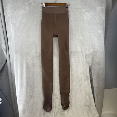 The Cozy Crew Women's Sz S Fleece Lined Stretch Footie Tights Brown EUC **READ**